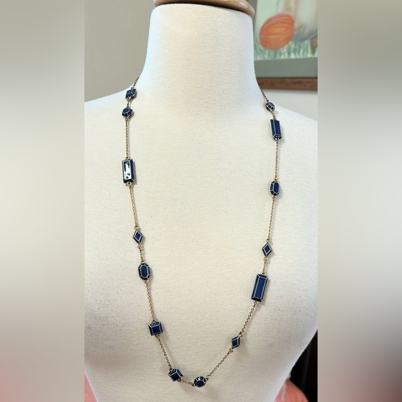 KATE SPADE Blue and Gold Geometric Pop Palette Scatter Long Strand Necklace - Picture 1 of 7